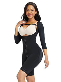 WOMEN'S ONE-PIECE SHAPEWEAR ZIPPER OPEN MID THIGH BODYSUIT: 