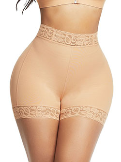 Deep Skin Color Lace Trim Stomach Control Panties Best Selling: 