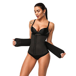 Body Magic Waist Trainer Black Zipper Hook Latex Queen Size Instantly Slims: 