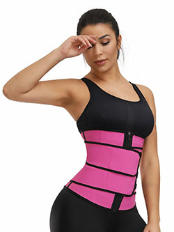 Highest Compression Rose Red Double Belts Waist Cincher Rubber: 