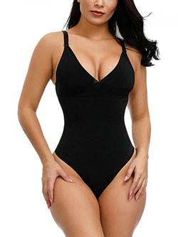 Super Sexy Black Adjustable Straps Plus Size Shape Bodysuit Tailored Shape: Bodysuit  