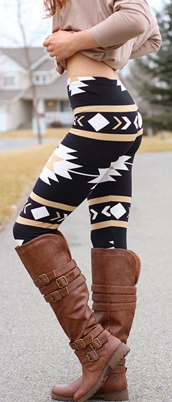 Outfits with Printed Tights: Lovely navajo aztec (these are two waaaay different tribes!) leggings and long b...: print Trousers  