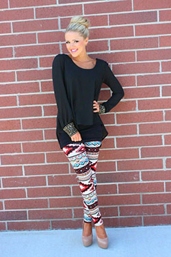 Printed Tights For Women: Deb Shops Multicolor #Tribal Print #Legging $  on Stylevore