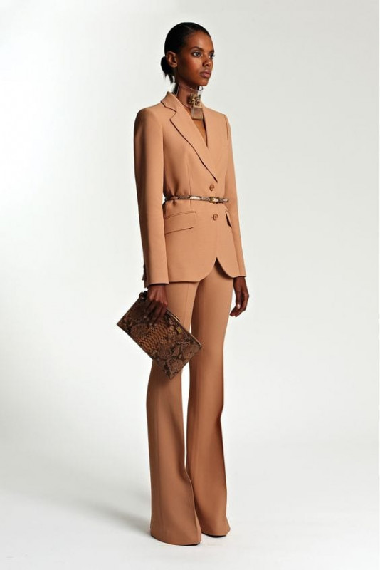 A Beige Power Suit: Power Suit,  Short hair  