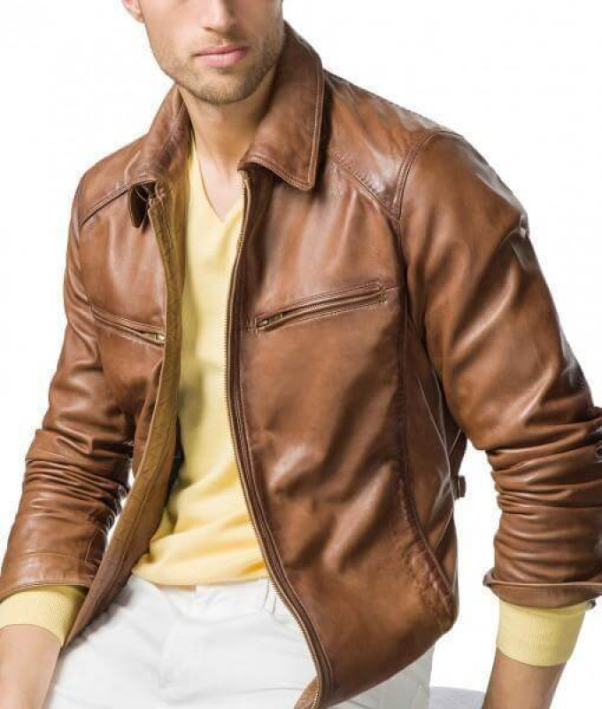 Men Biker Leather Jackets Tan Brown: jacket,  Leather jacket  