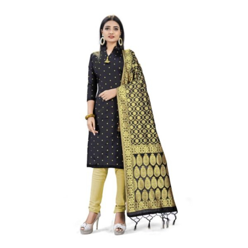 Banarasi Silk Unstitched Salwar: Cool Fashion,  Women summer fashion outfit,  Strapless dress,  Indian teen  