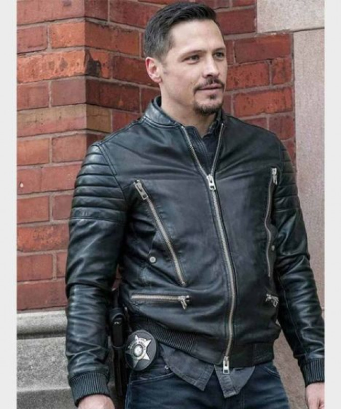 Chicago P.D. Kenny Rixton Bomber Leather Jacket: jacket,  Leather jacket  