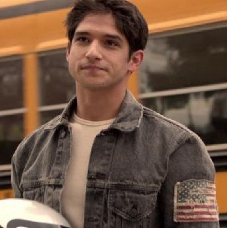 Tyler Posey Teen Wolf US Flag Grey Denim Jacket: jacket  