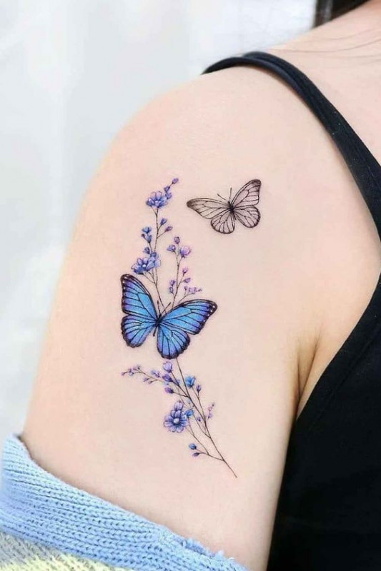 Shoulder Tattoo Design Inspiration For Girls: Butterfly Tattoo,  Tattoo Ideas  