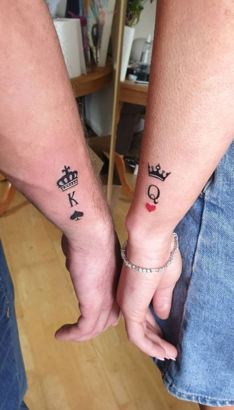 King & Queen Symbolic Tattoo Ideas For Lovers: Couple Tattoo  