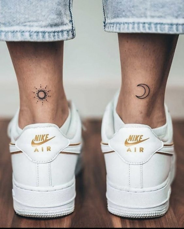 Sun & Moon Minimalist Tattoo Design Idea: Couple Tattoo  