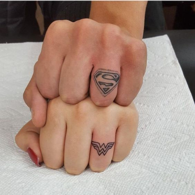 Superman Symbol & Wonder Woman Symbol Tattoo Ideas: Couple Tattoo  