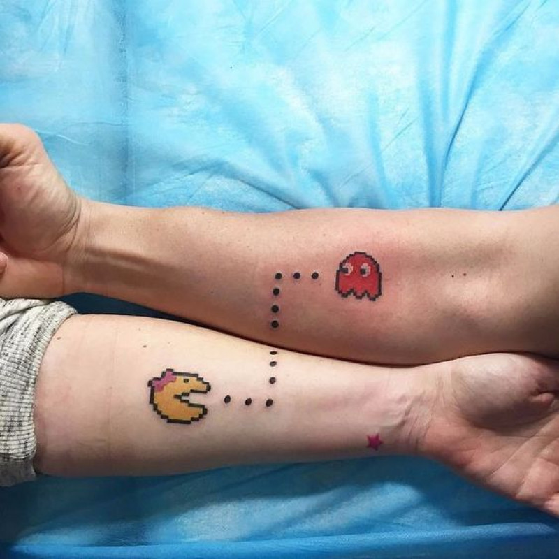 Pac Man Tattoo Design Inspiration For Couples: Couple Tattoo  
