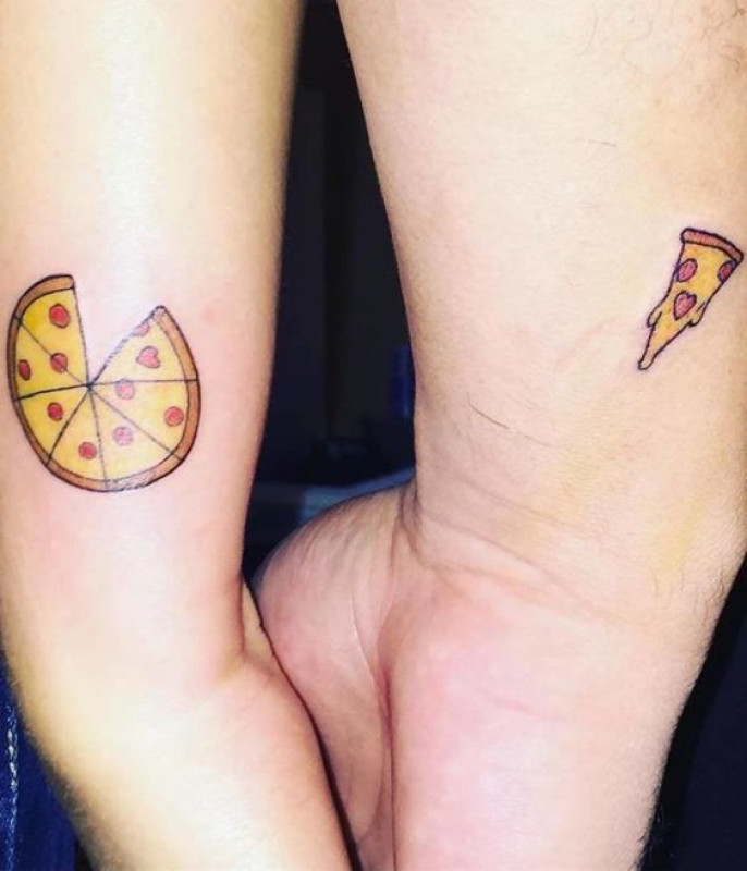 Pizza and Slice Tattoo Design For Couple: Couple Tattoo  