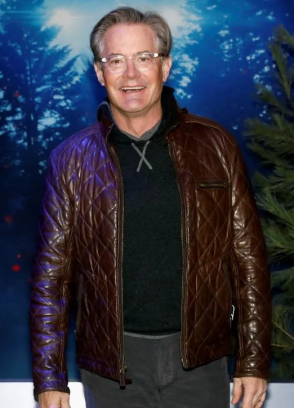 The Adam Project Kyle Maclachlan Diamond Quilted Brown Jacket: Leather jacket  