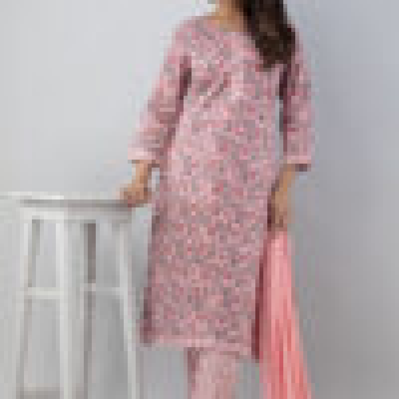 Buy Hand Block Cotton Printed Pink Kurta Sets Online from Swadeshi: 