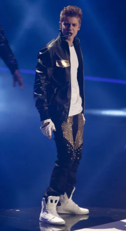 Justin Bieber Black PU Leather Bomber Jacket: jacket,  Leather jacket  