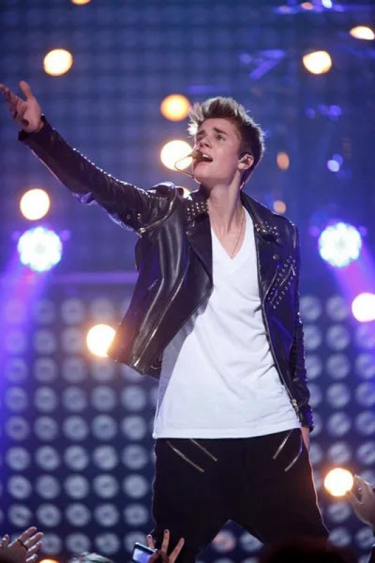 All Around the World Justin Bieber Studded Biker Leather Jacket: 