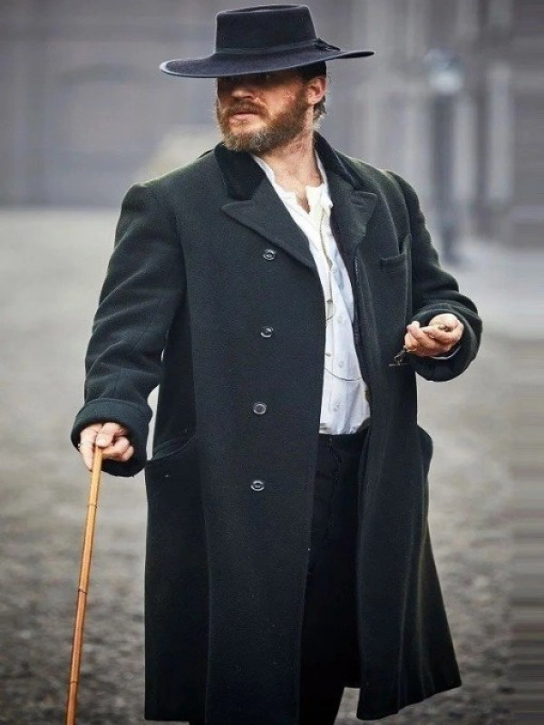 Peaky Blinders Alfie Solomons Black Long Wool Trench Coat: 