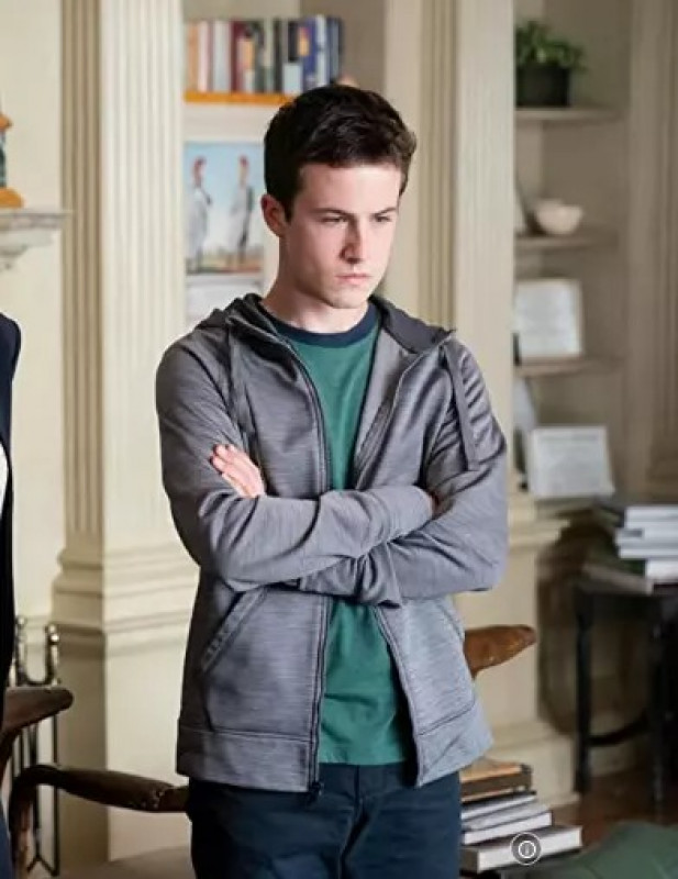 The Dropout S01 Dylan Minnette Grey Hoodie Jacket: Leather jacket  