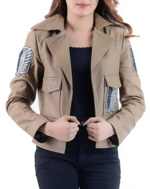 Survey Corps Attack On Titan Khaki Leather Jacket: jacket  