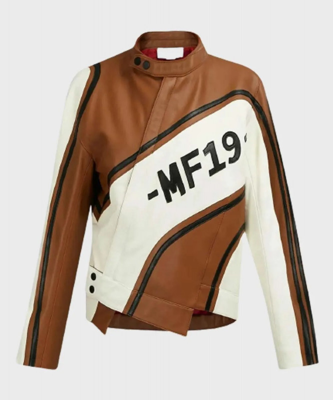 Womens MF19 Biker Genuine Sheepskin Leather Jacket: 