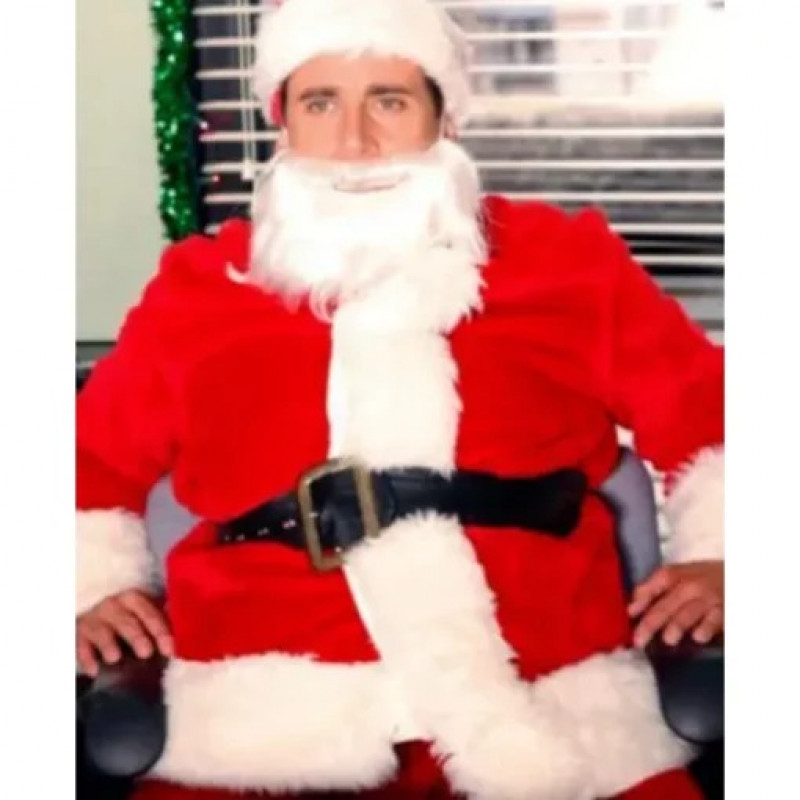 Steve Carell The Office Santa Claus Red Costume Jacket: 
