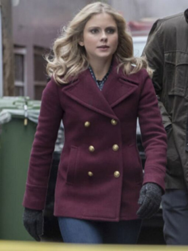 iZombie Rose McIver Maroon Pea Coat: 