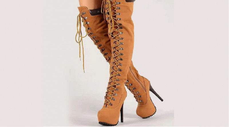 Cross Tied Party Over The Knee Suede Thigh High Boots: 