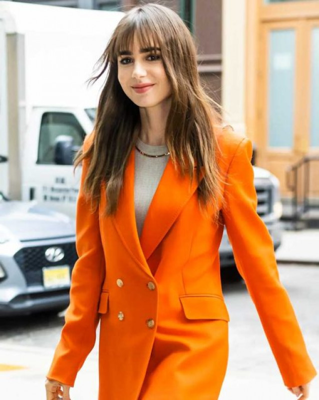 Emily In Paris S03 Emily Cooper Orange Blazer: 