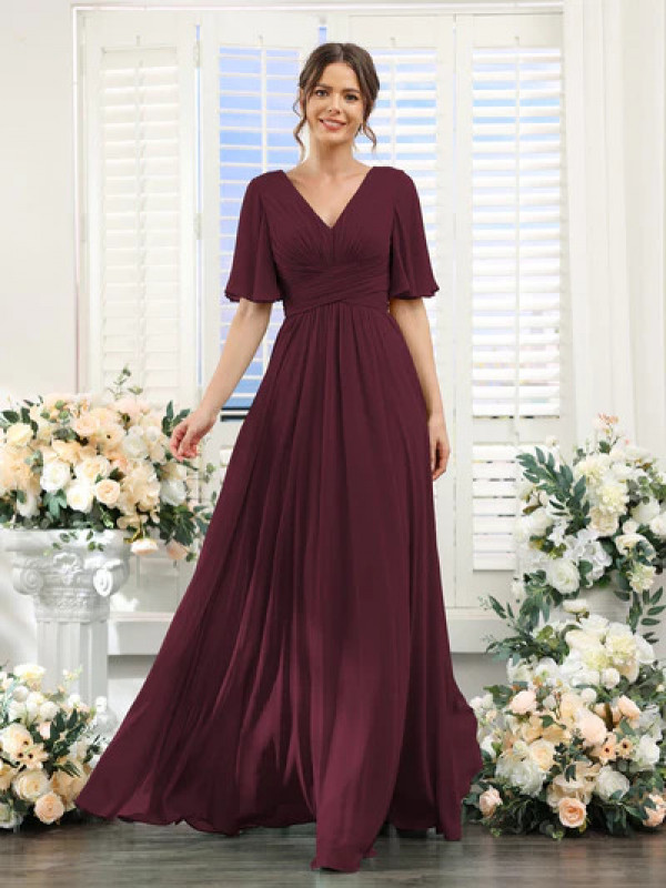 Burgundy Lace Bridesmaid Dress: 