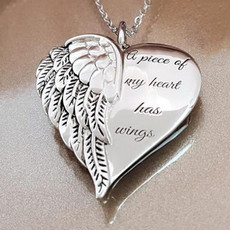 Charm Women Keychain Feather Heart Letter Heart Necklace: 
