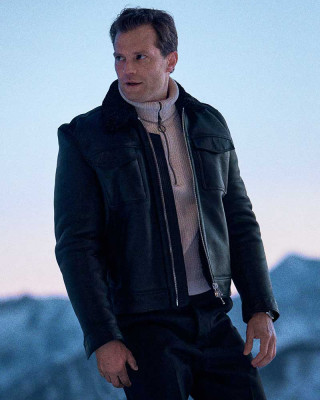 Heart of Stone 2023 Jamie Dornan Shearling Leather Jacket: 