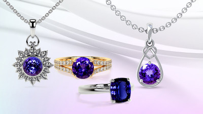 Tanzanite Gemstone Rings & Necklace: Perfect Gift on Wedding Anniversary: 