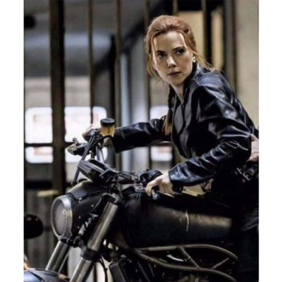 Natasha Romanoff Black Biker Leather Jacket: 