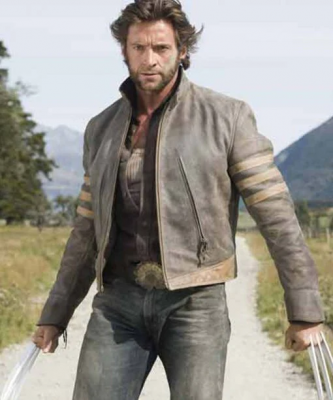 Hugh Jackman Wolverine Brown Leather Jacket: 