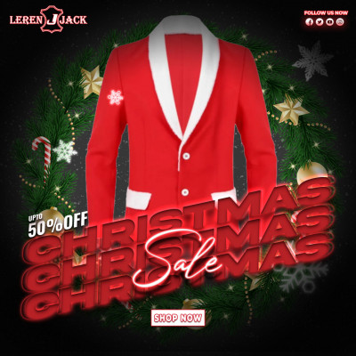Christmas Red and White Blazer: 