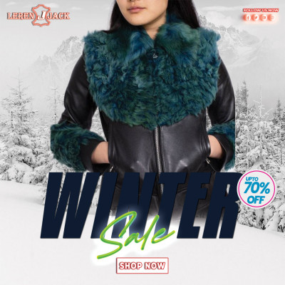 Women’s Designer Green Fur Aviator Leather Jacket: 