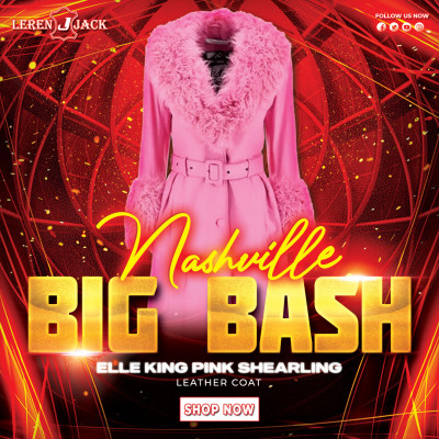 Nashville Big Bash Elle King Pink Shearling Leather Coat: 