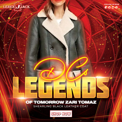 DCs Legends Of Tomorrow Zari Tomaz Shearling Black Leather Coat: 