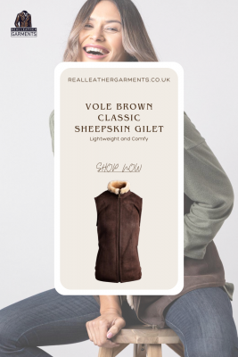Vole Brown Classic Sheepskin Gilet: 