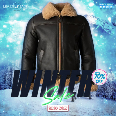 Lewis Battle SF Bomber Shearling Fur Leather Jacket: 