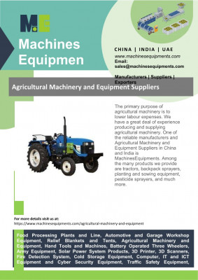 Agricultural Machinery and Equipment suppliers: 