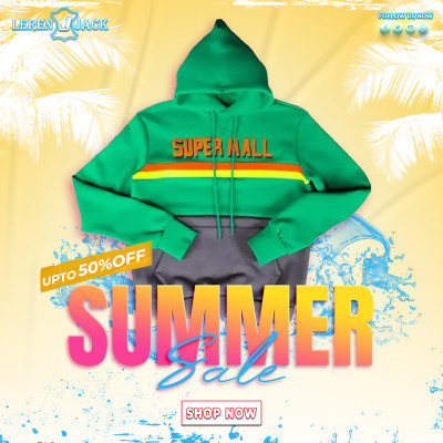 Super Mall Green And Grey Pullover Hoodie: 