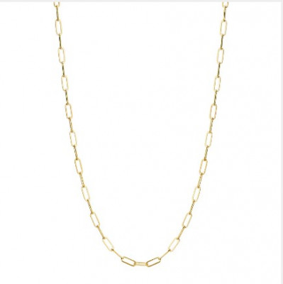 18 Karat Yellow Gold Solid Thin Paper Clip Chain: 
