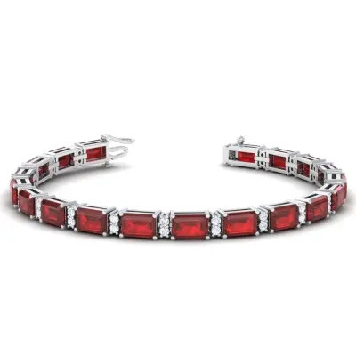 Emerald Cut Ruby Diamond Bracelet (14.06cttw): 