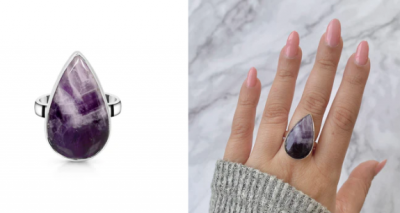 Gorgeous Amethyst Lace Agate Ring - Statement Piece: 