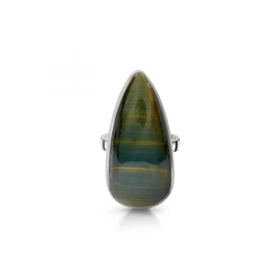 Styling Statement Blue Tiger Eye Ring For A Sophisticated Casual Look: 