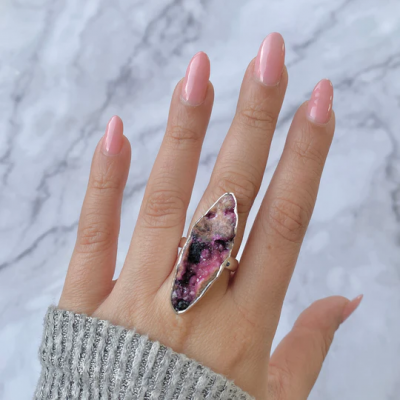 Blue Lagoon: Statement Cobalt Calcite Ring: 