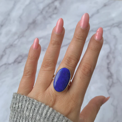 Royal Blue Reverie: Statement Lapis Ring: 